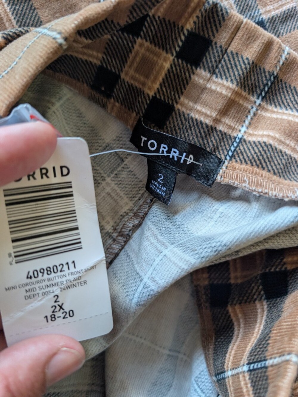 NWT torrid Button-Front Plaid Mini Skirt in Tan and Black - Picture 5 of 7